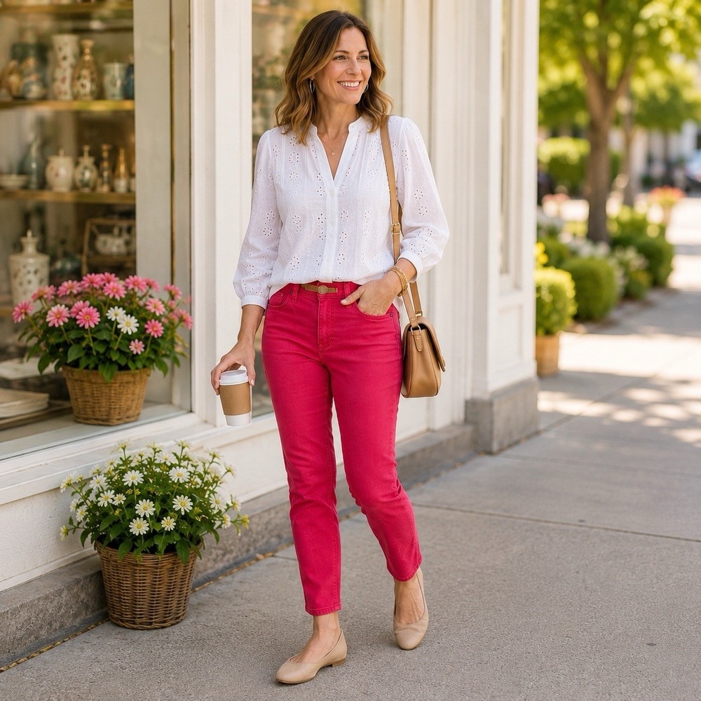 NYDJ Lift‎ Tuck Technology Pink Ankle Jeans Size 4 Stretch